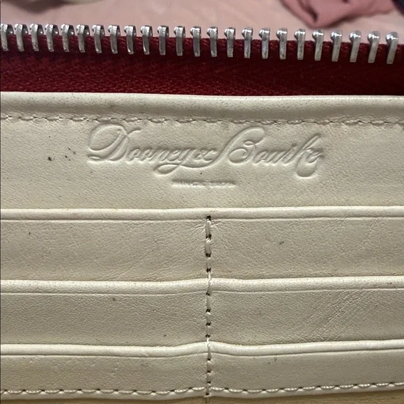 Dooney & Bourke LG Toscana Cream and Red Leather Wallet - Picture 9 of 14